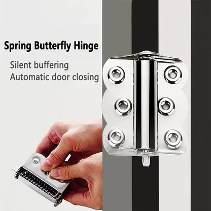 4 Pcs Spring Loaded Hinges Stainless Steel Self Closing Screen Door Hinges 2.4 x 3 Inch for Home Interior, Exterior Doors and Commercial Use