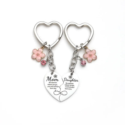 2 Pcs Mother/Father Daughter Heart Matching Keyring Keychain Set Gifts For Mom Mothers Day Gifts from Daughter