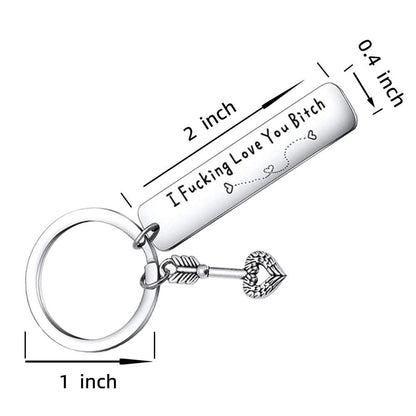 Best Friend Keychain for Women, Stainless Steel Key Chain Engrave I Fking Love You Bith Birthday Christmas Friendship Gift for Bestie Best Friends Female Bff