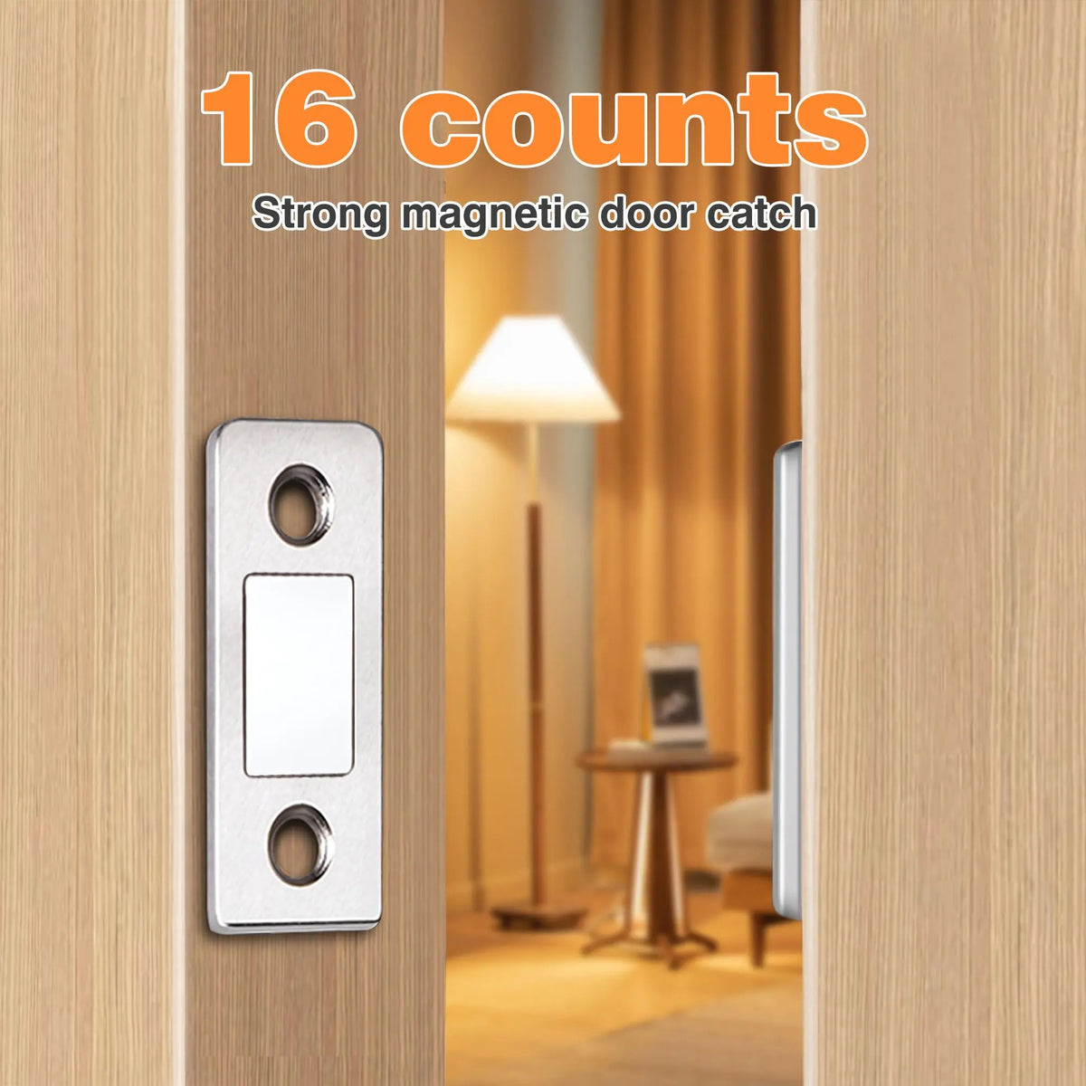 16 Counts Cabinet Magnetic Catch without Punching, Versatile for Cabinets, Drawers & Windows