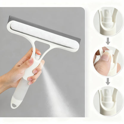 3 in 1 Window Cleaning Scraper, Squeegee and Scrubber with Spray, Multifunctional Household Cleaning Tool, Car Windshield Cleaner,Lightweight Silicone Microfiber Wipe