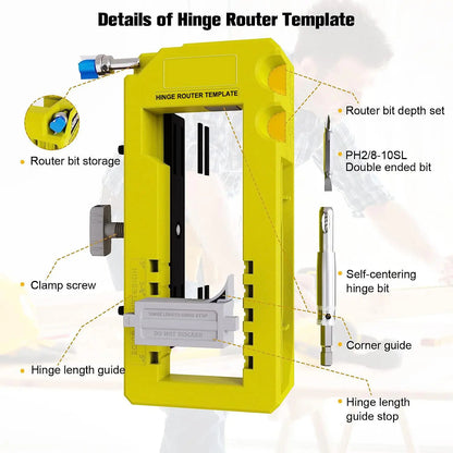 Hinge Door Lock Hole Positioner Kit Set, Hinge Door Lock Installation Kit, Mortiser Template Holder Orifice Locator, Door Hardware Tool